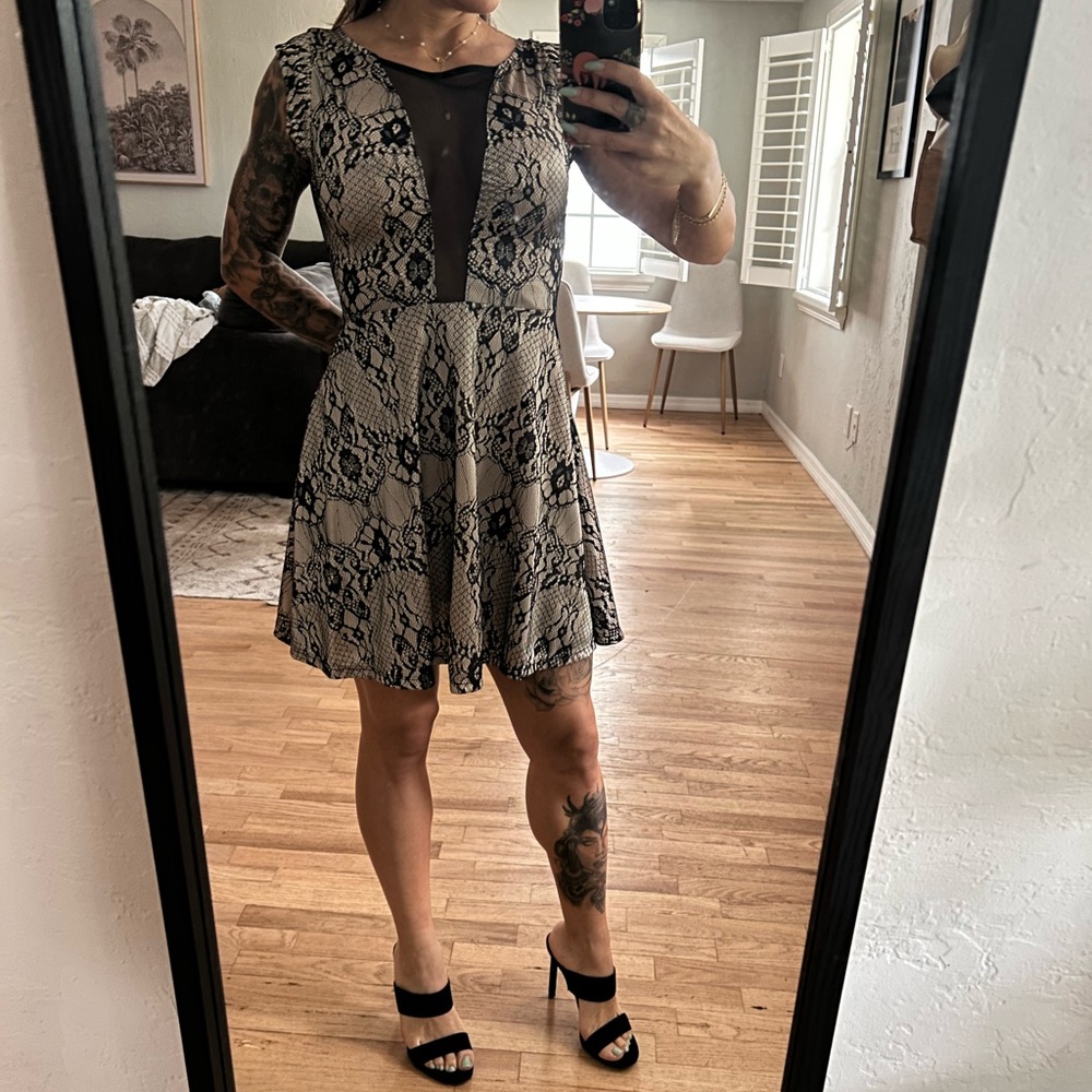 Elegant Black Floral lace dress